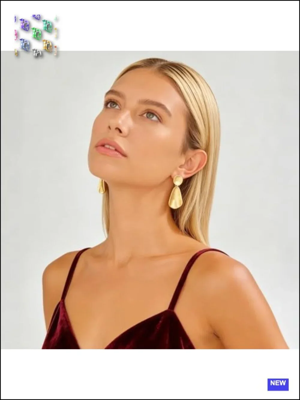 Gold Plated Geometric Chunky Dangle Earrings